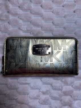 Michael Kors Metallic Gold Zip-Around Logo Wallet